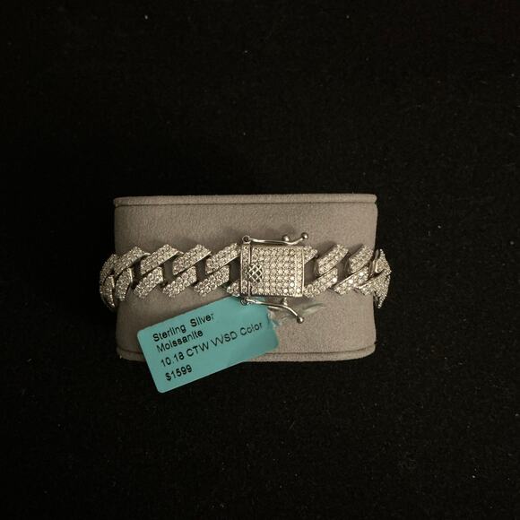 12.8mm Genuine Moissanite Monaco Cuban Bracelet 8in 10.18ctw~NEW~Retail $1599 - Picture 3 of 9